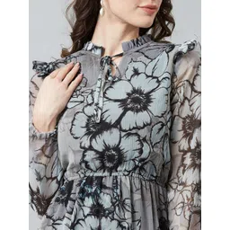Athena Grey & Black Floral Printed Maxi Dress image 2