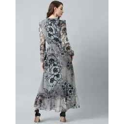 Athena Grey & Black Floral Printed Maxi Dress image 5