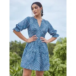 Athena Grey V neck cotton dress-picture-10