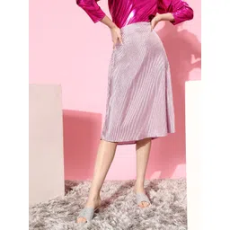 Athena Lavender A-Line Shimmery Accordion Pleated Skirt-picture-26