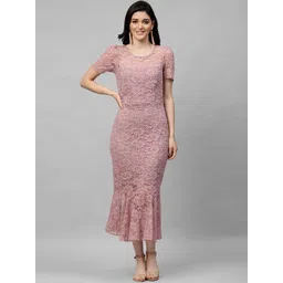 Athena Mauve Self Design Sheath Dress-picture-13
