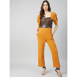 Athena Mustard & Brown Basic Jumpsuit with Embellished-picture-21