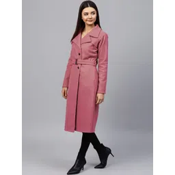 Athena Notched Lapel Woolen Longline Overcoat-image-24