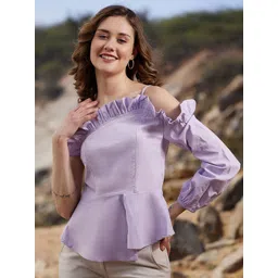 Athena Off-Shoulder Puff Sleeves Ruffles Peplum Top-picture-39
