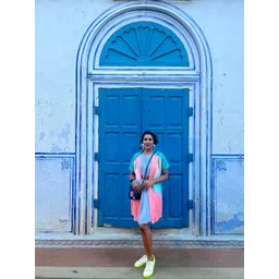 Athena Pink & Blue Colourblocked Shirt Dress-picture-42