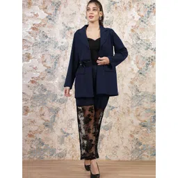 Athena Self Design Notched Lapel Collar Blazer With Trousers-picture-25