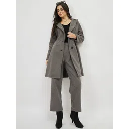 Athena Striped Notched Lapel Longline Trench Coat-picture-24