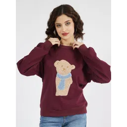 Athena Teddy Self Design Embroidered Cotton Sweatshirt-picture-39