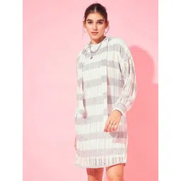 Athena White Striped Woollen Sweater Dress-picture-41