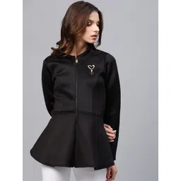 Athena Women Black Solid Longline Tailored Jacket-picture-24