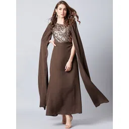Athena Women Brown Embellished Maxi Dress-picture-28