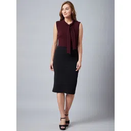 Athena Women Burgundy & Black Sheath Dress-picture-37