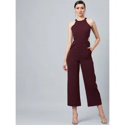 Athena Women Burgundy Solid Basic Jumpsuit-picture-16