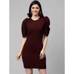 Athena Women Burgundy Solid Sheath Dress-picture-20