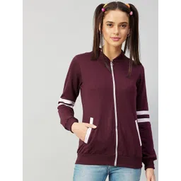 Athena Women Burgundy Solid Sweatshirt-picture-23