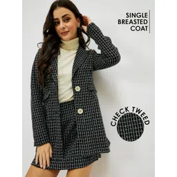 athena Women Checkered Single Breasted Casual Blazer-picture-21