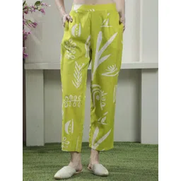 Athena Women Floral Printed Relaxed Linen Straight Leg Trousers-picture-26