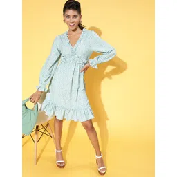 Athena Women Gorgeous Green Abstract Sun Dress-picture-18