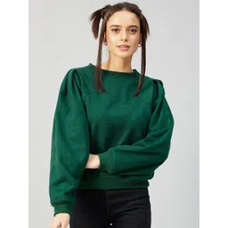 Athena Women Green Fleece Sweatshirt-picture-28