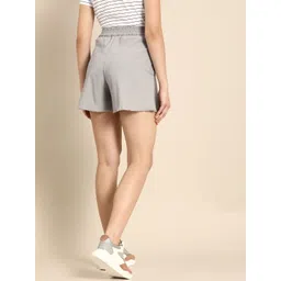 Athena Women Grey Solid Loose Fit Regular Shorts image 3