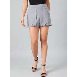Athena Women Grey Solid Regular Fit Shorts-picture-28