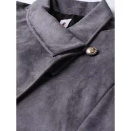 Athena Women Grey Suede Finish Solid Overcoat image 4