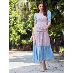 Athena Women Peach-Coloured Floral Empire Midi Dress-picture-23