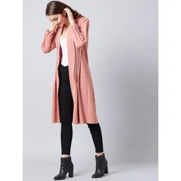 Athena Women Pink Self Design Open Front Shrug-picture-29