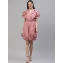 Athena Women Pink Solid Balloon Dress-picture-23