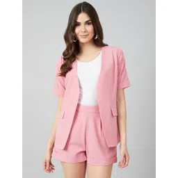 Athena Women Pink Solid Coat with Shorts-picture-34