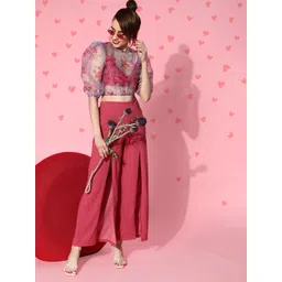 Athena Women Pretty Pink Floral Sheer Top-picture-48