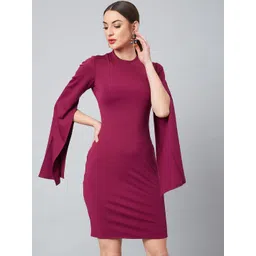 Athena Women Purple Solid Sheath Dress-picture-33