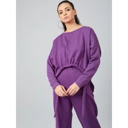 Athena Women Purple Solid Sweatshirt-picture-42