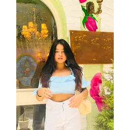 Athena Women Stunning Blue Solid Ruffled Top-picture-17