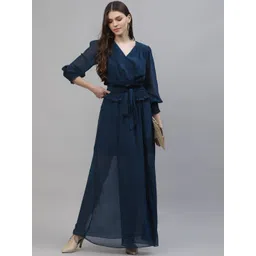 Athena Women Teal Solid Maxi Dress-picture-29