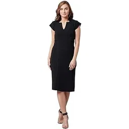 athena lifestyle Athena Black Pleated Detail midi Dress-picture-47