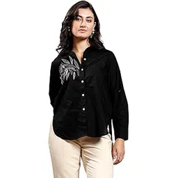 athena lifestyle Women and Girls Cotton Regular Long Sleeves Shirt Collar Embroidered Party Top-picture-38