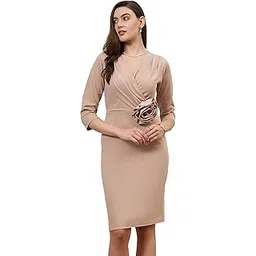 athena lifestyle Women and Girls Polyester Solid V-Neck Hand Wash Midi Dress-picture-12
