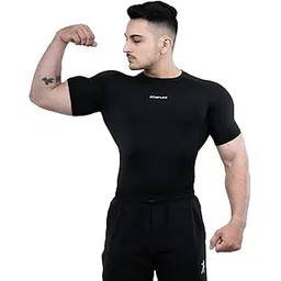 Athflex Men's Half Sleeve Ace Compression T-Shirt - Ultra Stretch, Premium Nylon Spandex Blend, Moisture-Wicking, Quick-Dry, Breathable, Muscle Fit Activewear for Gym, Fitness, and Sports-picture-28