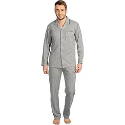 athlet Men’s Cotton Hosiery Night Suit Pyjama Set – Classic Collar, Full Sleeves, Regular Fit Nightwear, Front Button Shirt and Pajama with Pockets, Lightweight, All-Weather Lounge and Sleepwear Co-Ord Set-picture-23