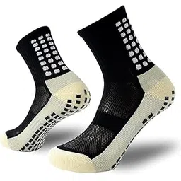 Athletic Sport Anti-slip Socks for Men Women (Free Size | 1 Pair) | Crew Length Non-slip Rubber Grip Thicken Cushion socks for footballers, Rugby, Cricket, Yoga, Badminton, Baseball, Sports-picture-42