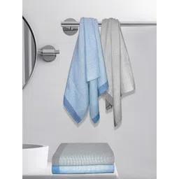 Athom Living Astar Blue & Grey 4 Pieces Striped Cotton 210 GSM Bath Towels-picture-21