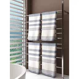 Athom Living Blue & White 4 Pieces Striped Pure Cotton 250 GSM Bath Towels-picture-25