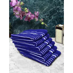 Athom Living Blue & White 6 pieces Striped Cotton 150 GSM Soft Hand Towels-picture-23
