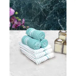 Athom Living Blue & white 6 Pieces Striped Cotton 150 GSM Soft Hand Towels-picture-27