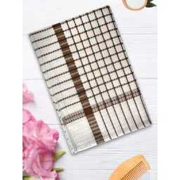 Athom Living Brown & White 5 Pieces Checked Cotton 210 GSM Bath Towels image 5