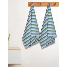 Athom Living Green & Blue 2 Striped Cotton 210 GSM Bath Towel-picture-16