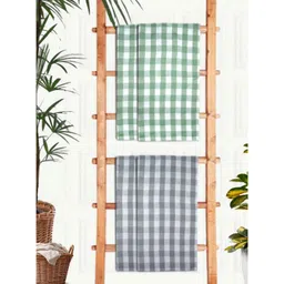 Athom Living Green & Grey 4 Printed Cotton 210 GSM Bath Towel-picture-39