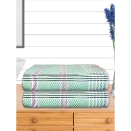 Athom Living Green & White 2 Pieces Striped Cotton 210 GSM Bath Towels-picture-18