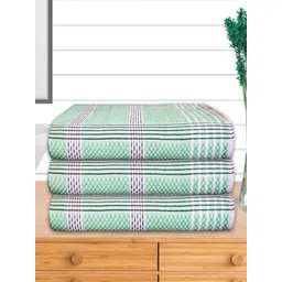 Athom Living Green & White 3 Pieces Striped Cotton 210 GSM Bath Towels-picture-11